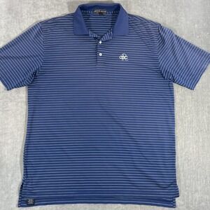 Peter Millar Summer Comfort Mens XL Blue White Stripe Golf Polo Shirt